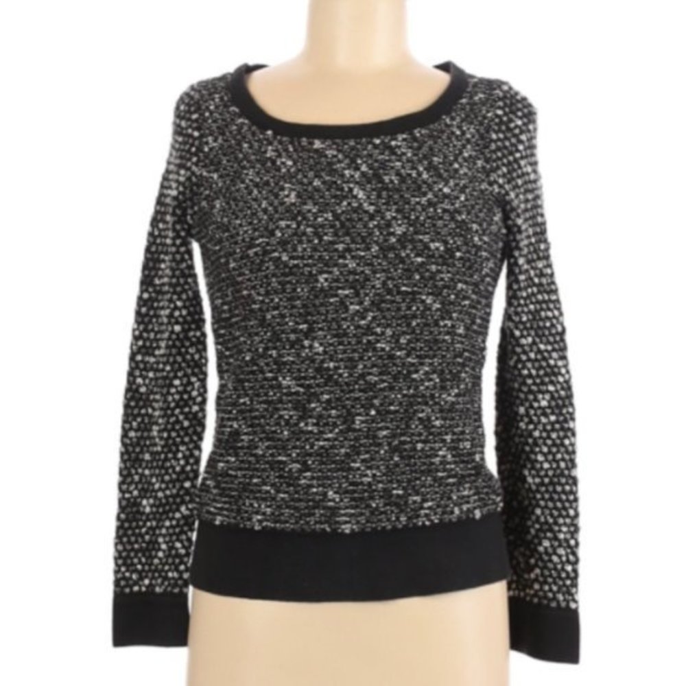 Ann Taylor Loft Black Silver Long Sleeve Sweater